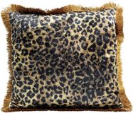 Kare Design Kussen Luipaard Franje 55x55cm Bruin Velvet