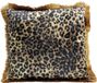 Kare Design Kussen Luipaard Franje 55x55cm Bruin Velvet
