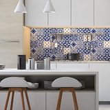 Ambiance Sticker Zelfklevende tegelmuurstickers voor keuken en badkamer - 9 Egyptisch blauwe Azulejo tegelstickers - 9 stickers 10x10cm
