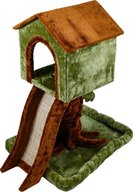 Nobleza Katten Krabpaal 40NES - Kattenhuis - 66 x 47 x 73.5 cm - Groen/Bruin groen