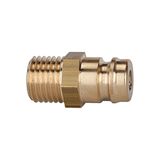 Riegler 280.620 Temperier-insteeknippel DN 9, met afsluitklep, AG, MS 2.0401, M14 x 1,5, PN max. 15 bar, medium/omgevingstemperatuur. -20 °C tot 160 °C
