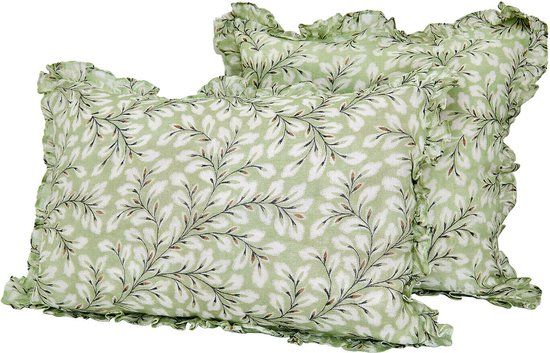 LOBERON Kussenhoes set van 2 Norelline groen/wit