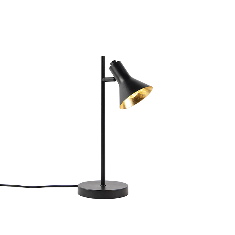 QAZQA Moderne tafellamp zwart met goud 1-lichts - Magno