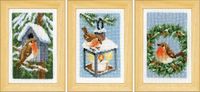 Vervaco Miniatuur telpakket Roodborstjes in de winter set van 3