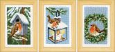 Vervaco Miniatuur telpakket Roodborstjes in de winter set van 3