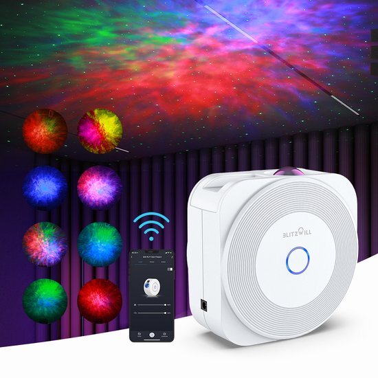 Slimme Sterren projector lamp - Galaxy lamp - Galaxy projector - Bediening via App Alexa - met Star + Colorful LED - wit