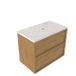 Saniclass Holz Frame Badkamermeubelset - 80x45x63cm - Dia marmeren wastafelblad gepolijst (wit) - 1 kraangat - 2 lades - mat eiken natural (hout) SW1578576/SW728216