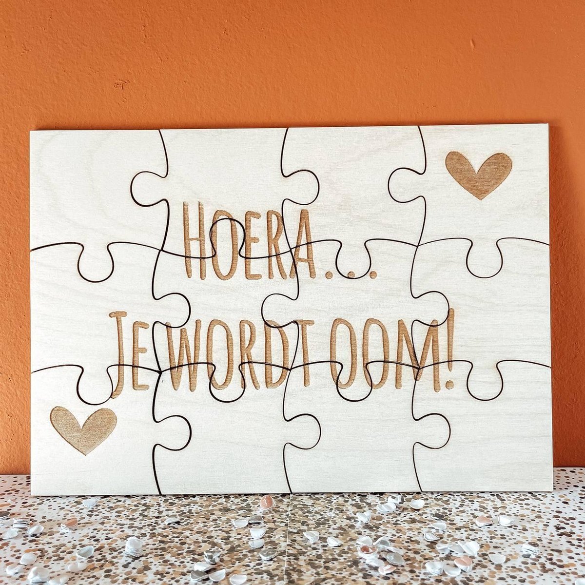 SUS Design Houten puzzel A5 | Zwangerschapsaankondiging | Hoera... Je wordt oom!