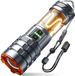 Unyqoos® Lampe de poche rechargeable – 900 000 lumens, 11 modes et lumière de camping, zoom 100–1600 mètres, 5000 mAh USB-C, IPX6, aluminium de qualité aéronautique