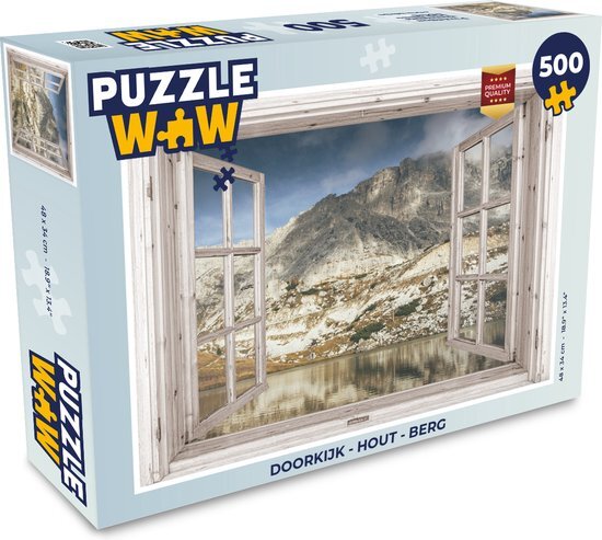 MuchoWow Puzzel Doorkijk - Hout - Berg - Legpuzzel - Puzzel 500 stukjes