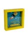 Spaarpot Plan B Spaarpot Design, gele lijst 16 x 16 cm, decoratief met ruimtemotief