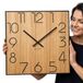FLEXISTYLE Houten wandklok Wood Square hout eiken 40cm diameter houtlook zonder tikkende geluiden