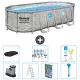 Bestway Ovaal Power Steel Swim Vista Zwembad - Steenprint - 549 x 274 x 122