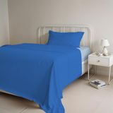 Italian Bed Linen Natural Color beddengoedset, 100% katoen, koningsblauw/lichtblauw, kleine dubbele