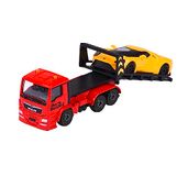 Majorette – Trailer Edition – speelgoed-sleepwagen met modelauto voor kinderen vanaf 3 jaar, met vrijloop en beweegbare delen, geel