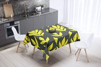 Bonamaison Tafelkleed, Anti-Mold, Sneldrogend, Waterdicht, 100% Polyester Tafellaken, Neon Geel, Rook, 140 x 140 Cm