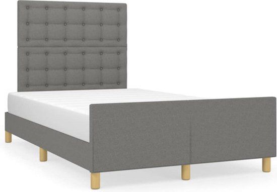 vidaXL Bedframe zonder matras 120x200 cm stof donkergrijs