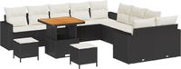 vidaXL Tuinbank Set 13-delig Zwart Polyrattan