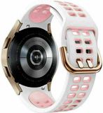 Strap-it Bracelet de montre connectée en silicone - Convient pour Samsung Galaxy Watch 4 Classic 46mm - Blanc/Rose
