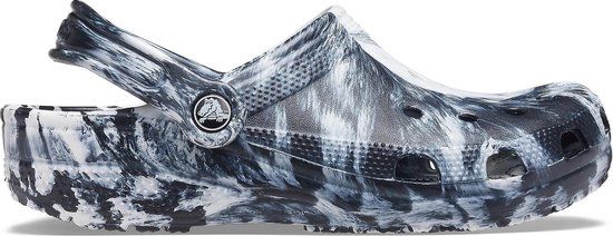 Crocs Classic Marbled Clog Unisex Slippers - Maat 38/39 - Wit/Zwart
