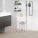 Tabouret de douche réglable en hauteur, siège de douche ergonomique, pieds antidérapants, charge maximale 136 kg, aluminium, PEHD, blanc