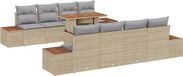 vidaXL Salon de jardin 9 places, beige, en polyrotin