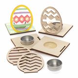 Baker Ross AX806 Paasei houten theelichthouder Kits - Pack van 4