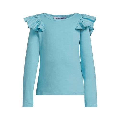 Anytime longsleeve met ruches lichtblauw