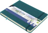 Kangaro Schetsboek, A5, landschap, Dark Turquoise PU hardcover, 80 vellen, 140 gram, crèmekleurig papier met elastiek en lint