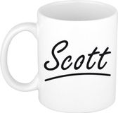 Bellatio Decorations Scott Naam koffiemok - beker - met sierlijke letters - wit