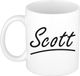 Bellatio Decorations Scott Naam koffiemok - beker - met sierlijke letters - wit
