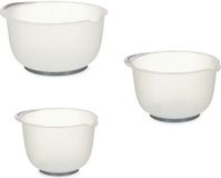 Kinvara Beslagkommen/mengkommen/roerkom set - 3x stuks - kunststof - wit/antraciet - 1.5/2/2.5 Liter