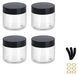 Merkloos Omgoods - Set van 4 Lege Plastic Jars met Zwarte Deksels 150ml