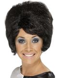 Smiffys Beehive Pruik, Zwart, Kort
