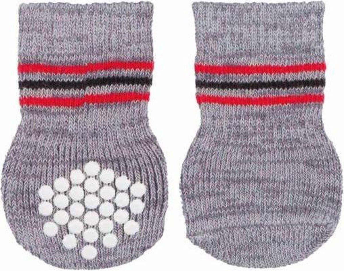 TRIXIE Hondensokken Anti-slip Grijs Xl 3x2 St.