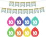 Haza Verjaardag 10 jaar geworden versiering - 16x thema ballonnen/1x Happy Birthday slinger 300 cm