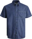 JACK & JONES Chemise Homme Manches Courtes Denim Bleu Coton S