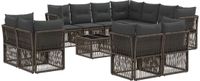 vidaXL Tuinbank - Set - 11 zitplekken - Grijs - Polyrattan
