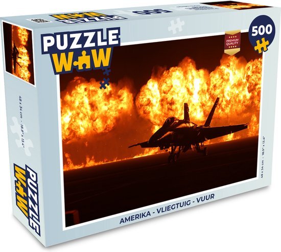 MuchoWow Puzzel Amerika - Vliegtuig - Vuur - Legpuzzel - Puzzel 500 stukjes