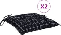vidaXL Stoelkussens 2 st 50x50x7 cm stof ruitpatroon zwart