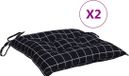 vidaXL Stoelkussens 2 st 50x50x7 cm stof ruitpatroon zwart