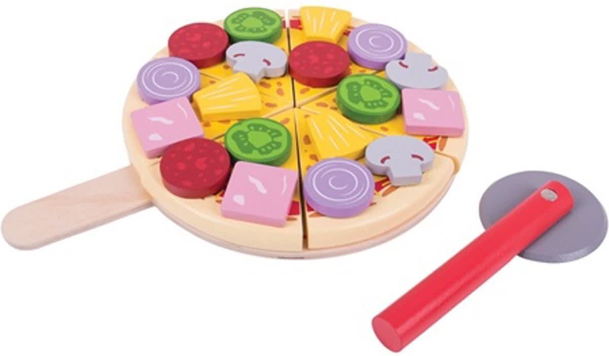 Bigjigs Toys houten pizza met beleg 2