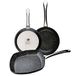 WECOOK! Granieten set met 2 pannen, 20-24 cm + 1 grillpan 28 x 28 cm, gesmeed aluminium, ecologisch, zonder PFOA, handgrepen van staal, geschikt voor alle soorten fornuizen, glaskeramiek, gas, oven
