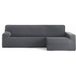 ECOMMERC3 Bankhoes voor chaise longue, lange arm rechts, bi-elastisch, ademend, overtrek voor chaise longue, donkergrijs, elastieken en schuimstof, bescherming tegen slijtage