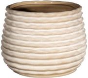 Ideas 4 Seasons Bloempot/plantenpot Rise - ribbel - creme wit - voor kamerplant - D14 x H10 cm