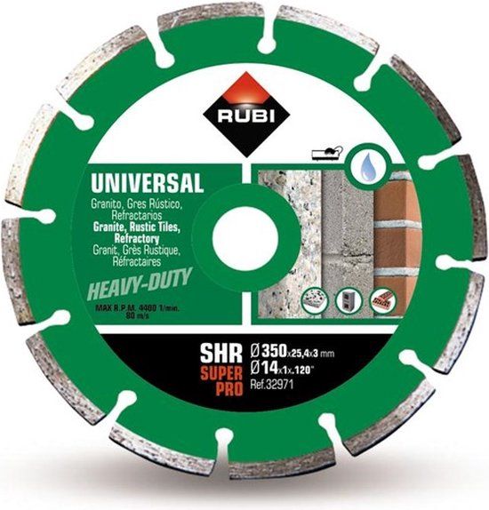 Rubi Zaagblad SHR 350 SUPERPRO 350 x 25,4 mm - Diamantzaagblad voor Beton, Natuursteen en Steen