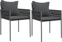 vidaXL Tuinstoelen 2 st met kussens 54x61x83 cm poly rattan zwart