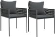 vidaXL Tuinstoelen 2 st met kussens 54x61x83 cm poly rattan zwart