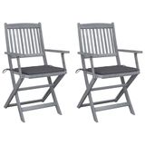 VidaXL Tuinstoel Terras Gecapitonneerde zitting Acaciahout Antraciet