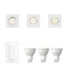 Philips Hue Peridot Set van 3 Inbouwspots (Wit) - Vierkant - Richtbaar - GU10 - Warm tot Koelwit Licht - Incl. Hue Dimmer Switch - Hue White Ambiance